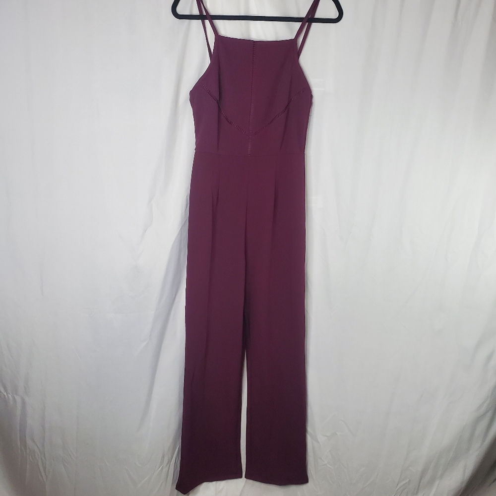 ◇ Trixxi Maroon Jumpsuit Square Neck Sleeveless Size Small